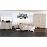 Dormitor Dynasty MDF Sonoma cu pat pentru saltea 160x200 cm Dormitor Dynasty MDF Sonoma cu pat pentru saltea 160x200 cm